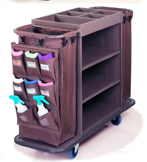 酒店客房工作车抹布袋挂袋清洁车布草车工具区分毛巾收纳分类五色5口