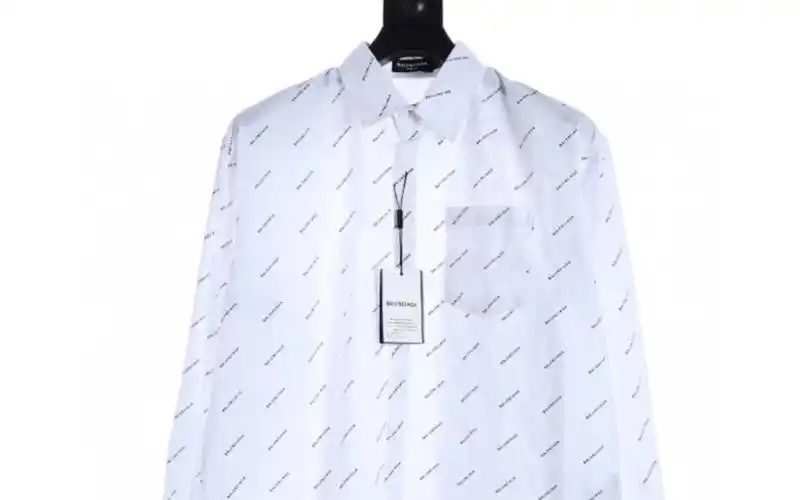 说下原单balenciaga巴黎世家blcg 23ss满印弹幕小字母长袖衬衫