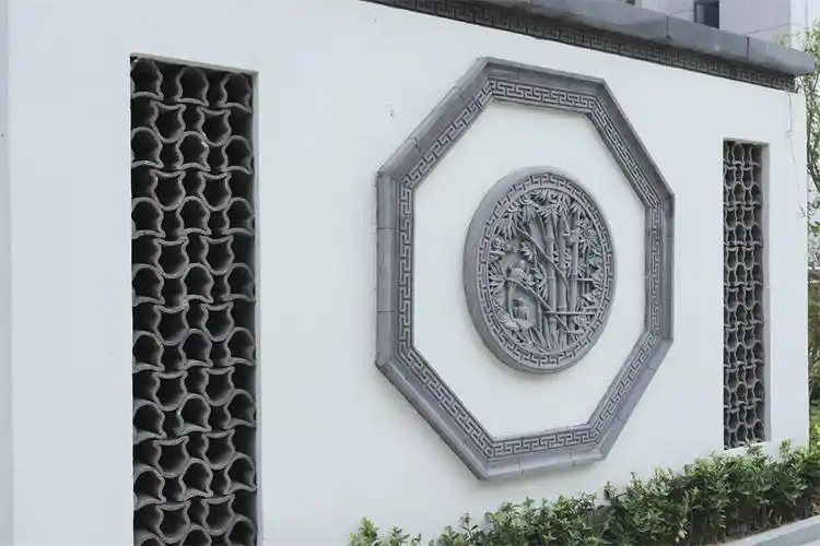 京派四合院中的唐语仿古砖雕照壁影壁墙设计效果图