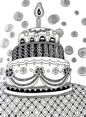 儿童画生日蛋糕简笔画漂亮四层