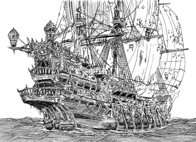 海盗船钢笔画