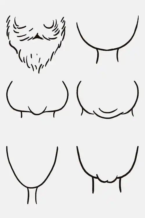 胡子黑色人脸轮廓简笔画免抠素材