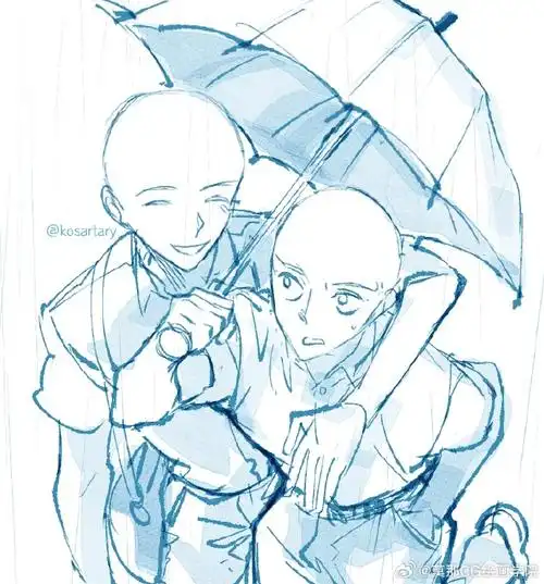 绘画超话#绘画参考##绘画素材#雨中互动参考