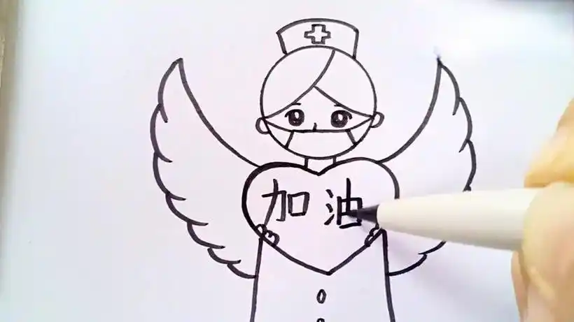 白衣天使绘画图片,简笔画_大山谷图库