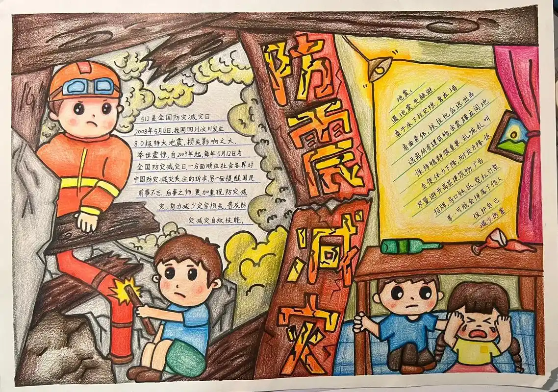 小学生防震减灾手抄报大赛.防震减灾手抄报 防震减灾主题小报, - 抖音