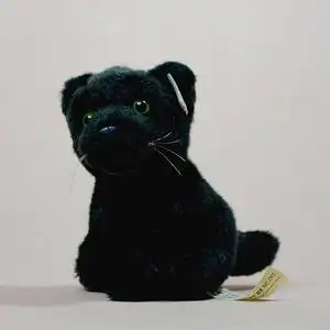 外贸尾单出口美国wwf毛绒玩具蹲姿歪头小黑豹公仔