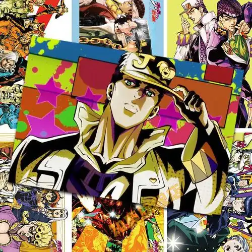 jojo的奇妙冒险海报高清墙贴黄金风承太郎动漫墙纸墙贴高清写真定制