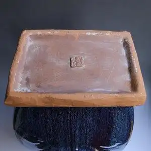 晓堂苗宗贤90年代手工制作煤烧钧瓷龙头铺首方尊