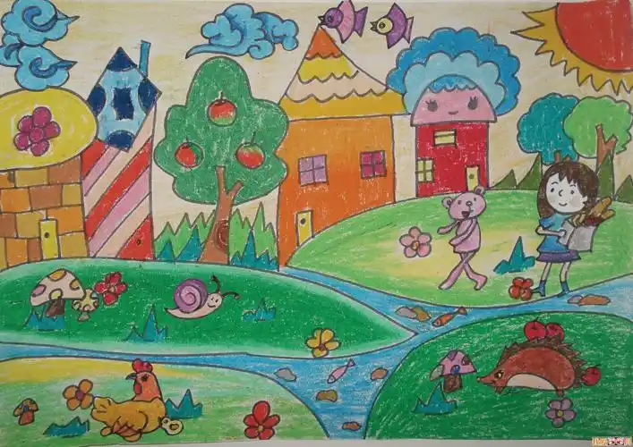儿童画绿色家园作品欣赏_儿童画教程_学画画_我爱画画网_一个免费学