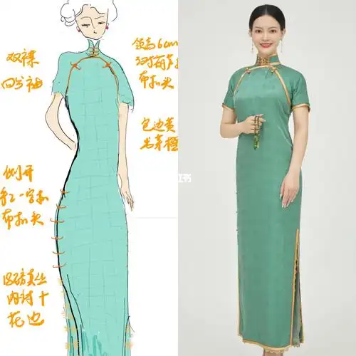 尝试自己画一件旗袍