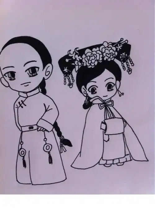 q版格格的简笔画 简笔画图片大全-普车都