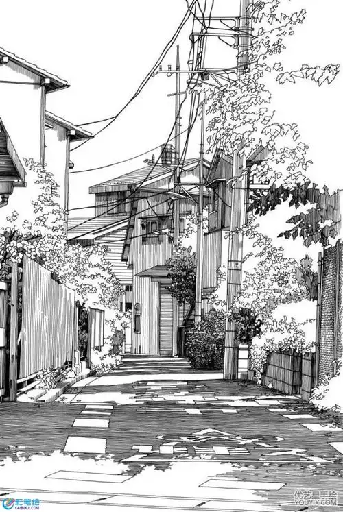 钢笔速写城市街道建筑风景