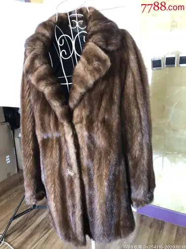 母貂本色貂整貂水貂貂皮大衣插肩袖肩宽38cm袖长59cm衣长75cm胸围106c