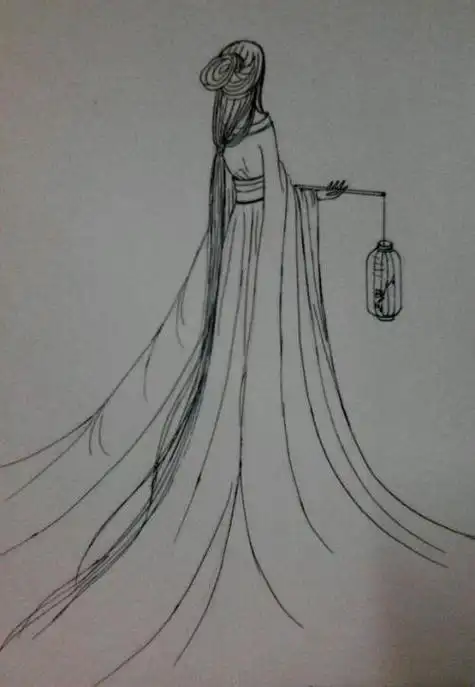 古代侧面美女简笔画