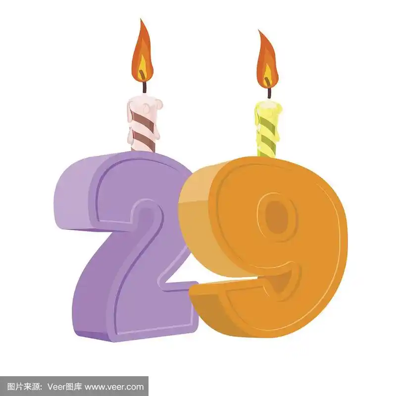 数字与节日蜡烛为节日蛋糕.二十9周年纪念日