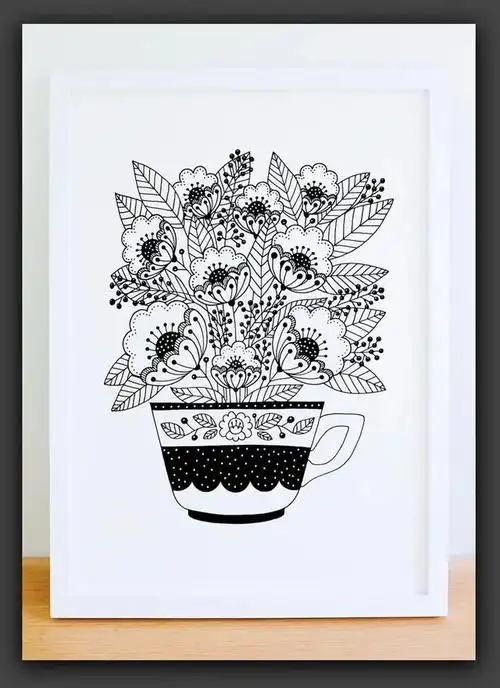 黑白画装饰画技法(创意黑白画意一组唯美的绘画线描装饰画欣赏)(9)