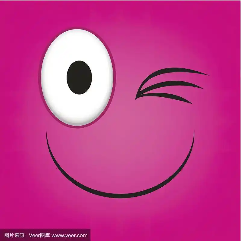 矢量可爱的卡通粉色眨眼的脸