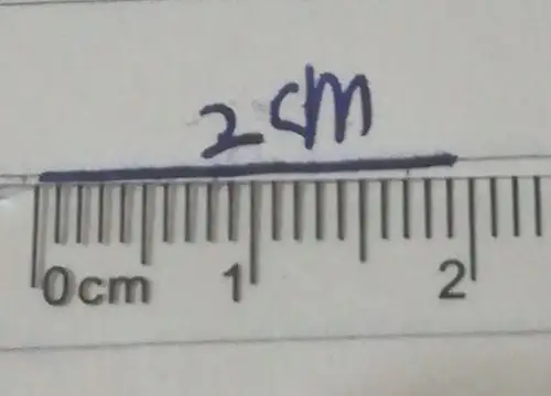 先画一个长2厘米的线段.