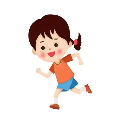 卡通女孩跑步原创插画 psd