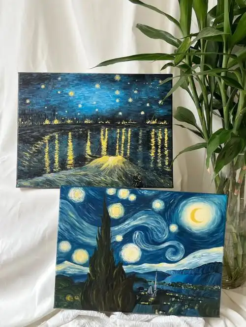 丙烯画梵高星夜