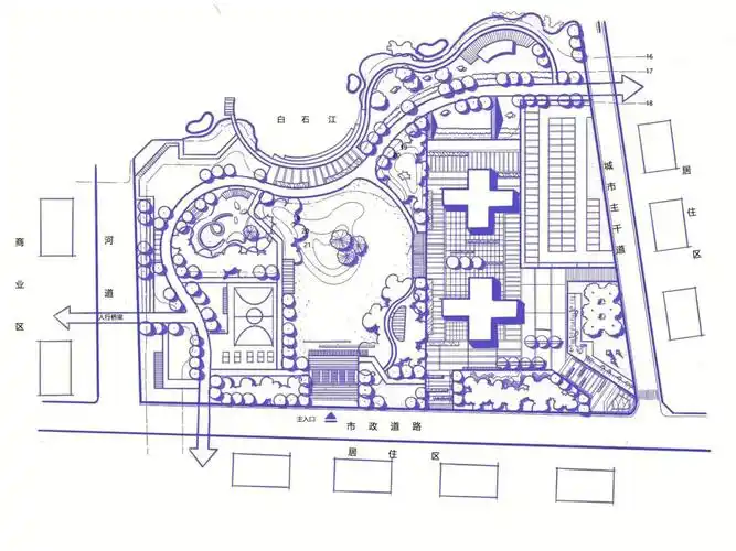 苏州大学2016年真题城市办公楼滨水绿地