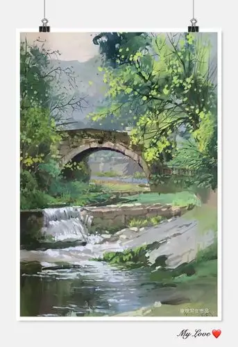 《上里春雨之三》四开 纸本水粉 2016.4雅安上里