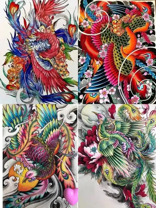 满背凤凰纹身手稿
