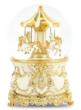 jarll旋转木马水晶球生日音乐盒