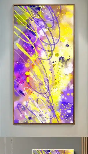 欧式手绘抽象油画水彩玄关装饰画