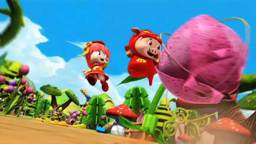 猪猪侠第五季:猪猪侠和小红帽被食人花追赶,疯狂逃命,糟了!