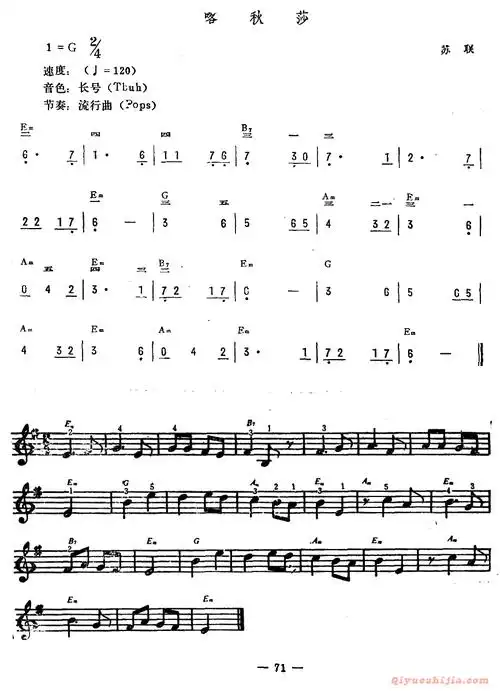 电子琴曲谱 喀秋莎