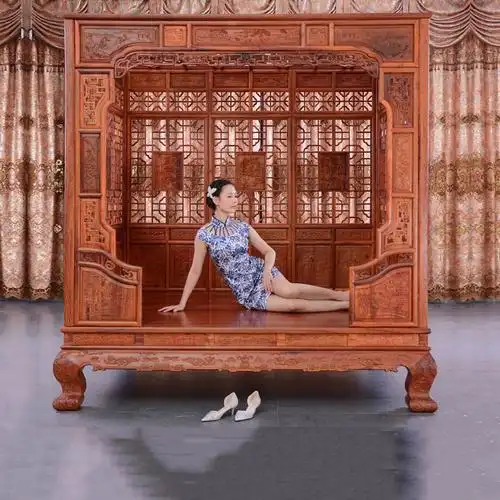 拔步红木缅甸花梨古床中式架子实木床月洞床拔步床