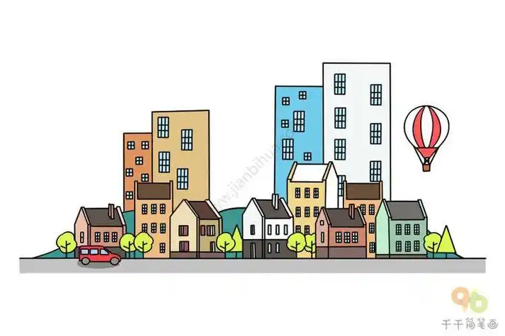 整洁的城市简笔画