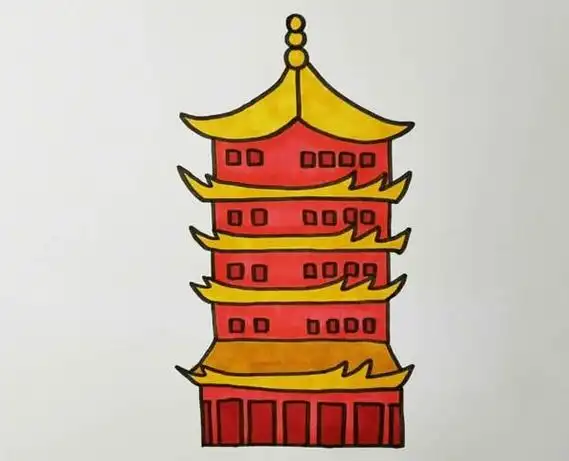 黄鹤楼黄鹤楼彩色简笔画