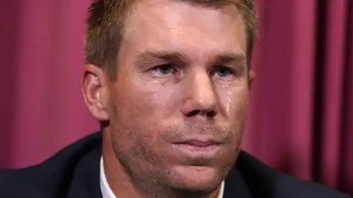 david warner fronts the media over the ball-tampering scandal.