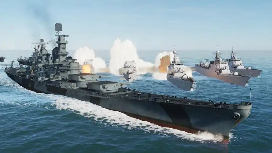 五艘中国052军舰, 对轰50艘"衣阿华"战列舰,谁能赢?作战模拟