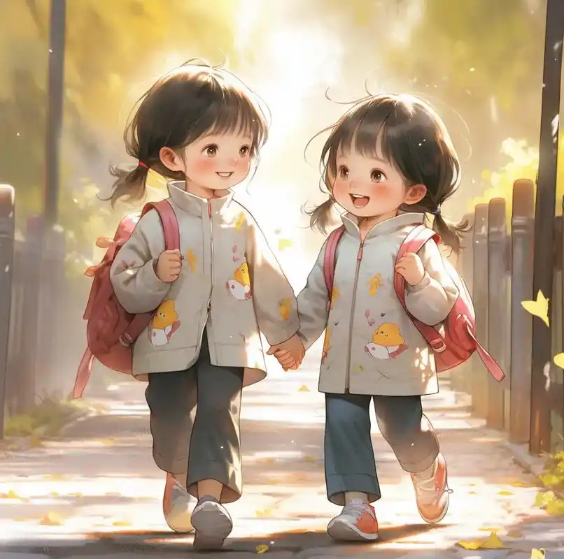 姐妹俩漫画头像.#亲子头像