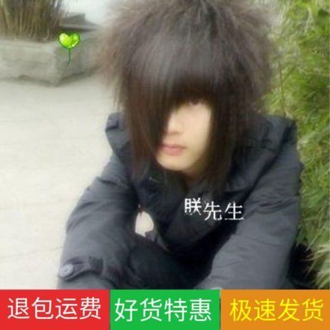 杀马特非主流爆炸头男假发逼真帅气遮眼年会小品表演道具葬爱家族