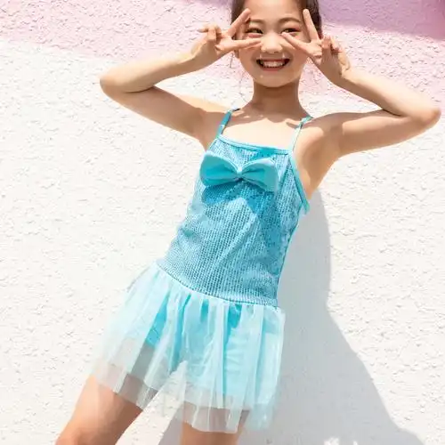 2019新款儿童连体泳衣女修身可爱宝宝靓丽中童海边温泉时尚游泳衣