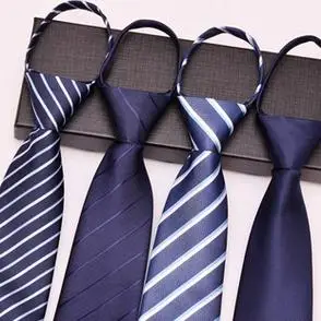 银行商务领带男新郎结婚婚礼拉链式黑色红色蓝色潮职业易拉得正装