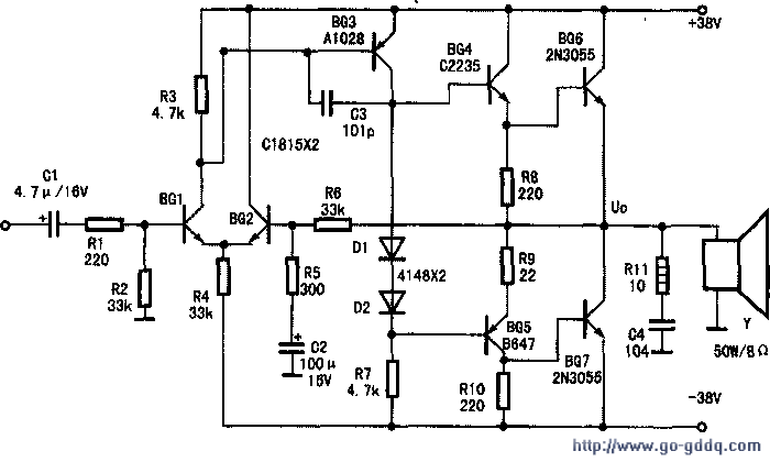 50w准互补ocl功放检修