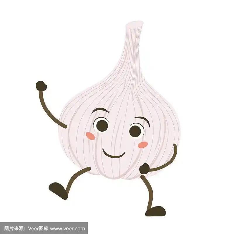 矢量卡通人物大蒜-快乐的男孩,健康的植物