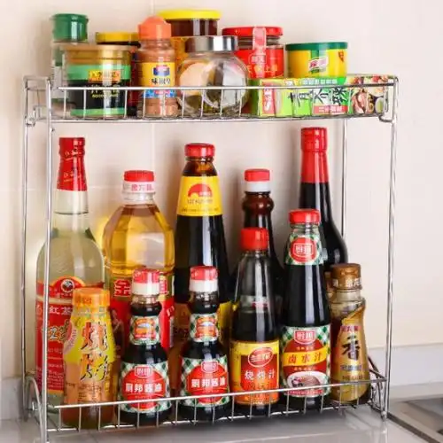 调厨房落地配收纳物架架油盐酱醋置厨房打孔料架料架整理酱料免