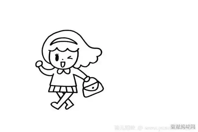 女孩行走简笔画