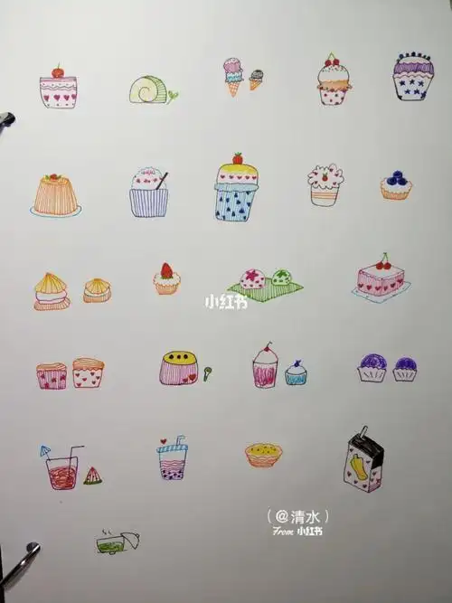 甜品的简笔画甜品的简笔画手帐