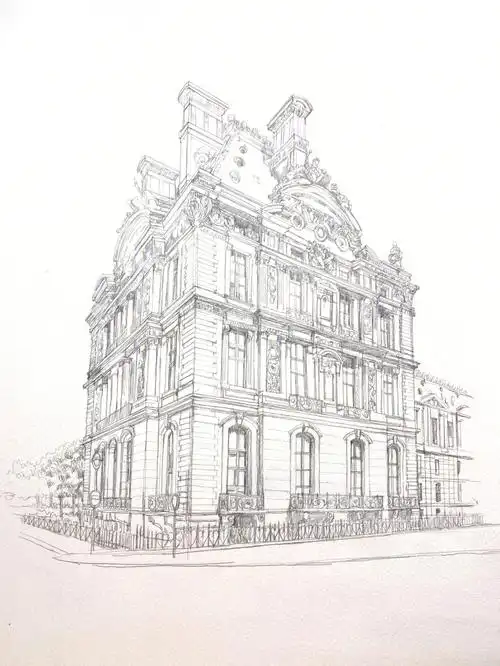 风景速写分享几张铅笔起稿建筑风景速写