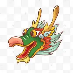 端午节赛龙舟龙头红色毛发中国龙龙头纹身t恤图案春天柳树下嘻戏的