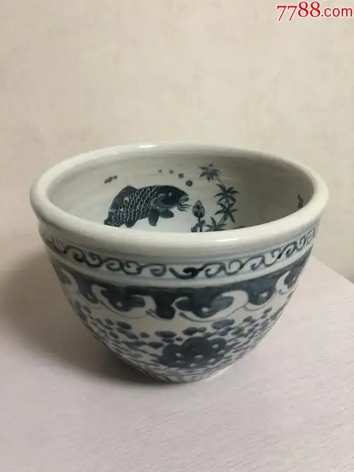 青花鱼藻纹小缸全品