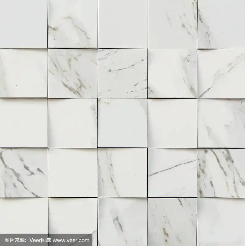 白色大理石凹凸不平的马赛克瓷砖纹理背景.