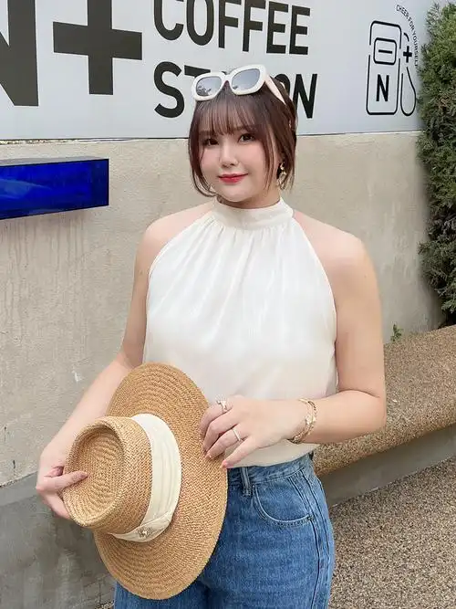 大码背心女胖mm200斤美人肩法式复古挂脖吊带雪纺衫内搭批发n8336